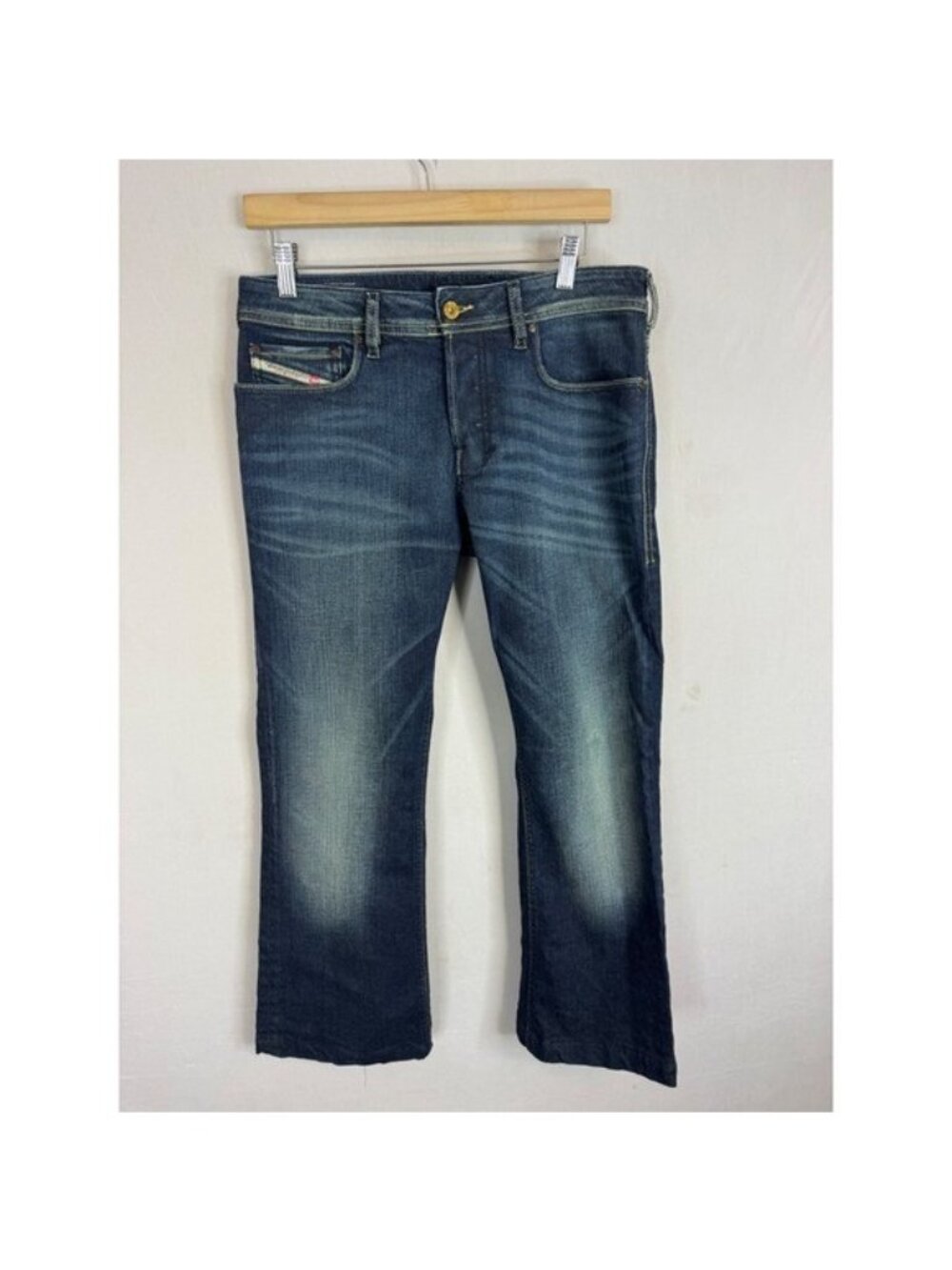 Diesel Zathan Bootcut Jeans Mens 29x29 Hemmed  Dark Wash Stretch Denim 008B2